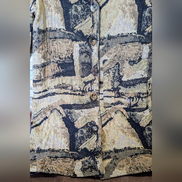 Boho Handcrafted Tapestry Jacket W 3/4 Sleeves - Picture 7 of 15